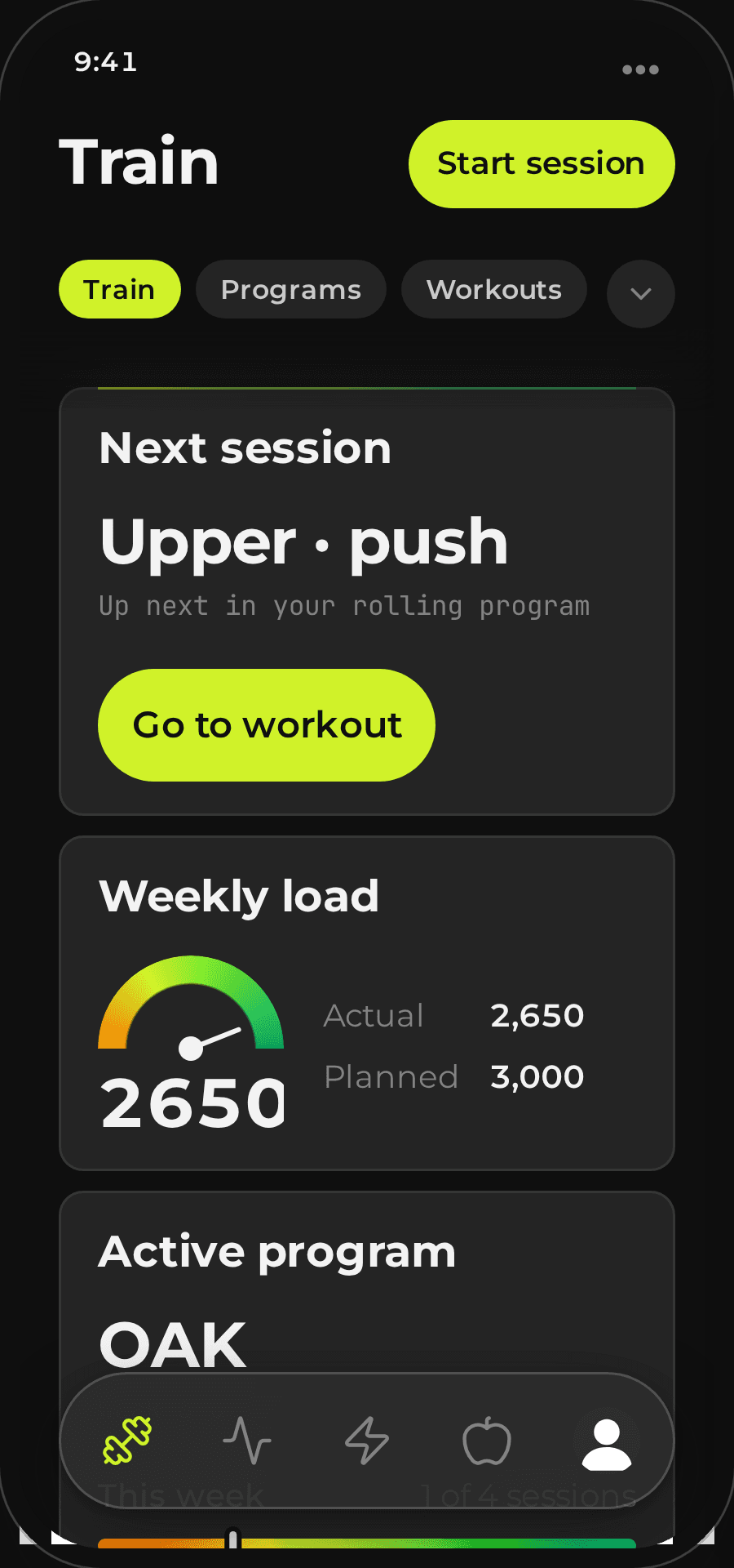 Log a session in seconds