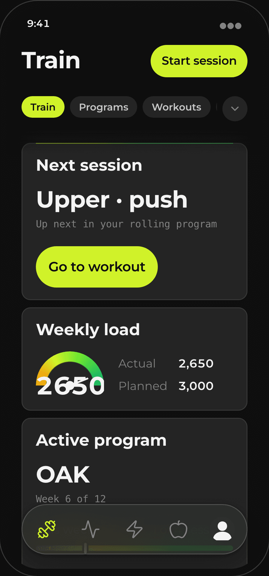 Log a session in seconds